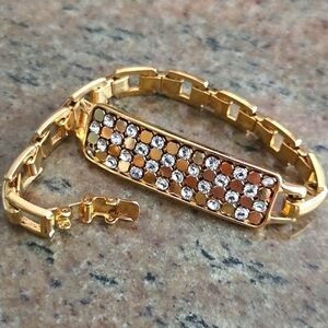 Vintage Gold Plated Swarovski Chain Link Bracelet (Discontinued) 7 in. EUC